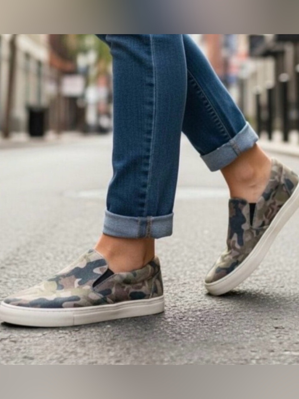 J/Slides Heidi Leather Camouflage slip-on sneakers, Sz 10 EUC